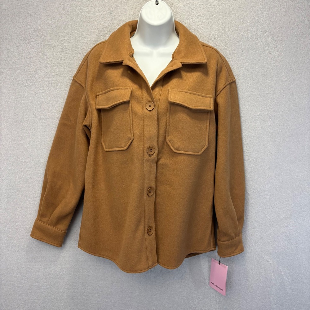 NWT Avec Les Filles Anthropologie Shacket Women Small Tan Heavy Oversized Jacket